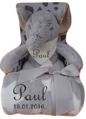 Baby Kinder Set 3 teilig Babydecke mit Namen bestickt Teddy Halstuch Taufe Geburt - 4