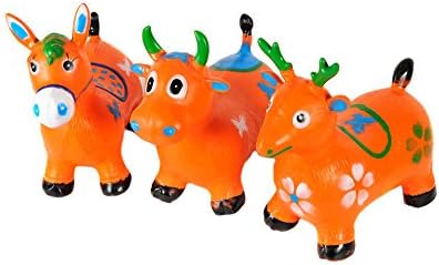KIDS ADULT ANIMALS SPACE HOPPER INFLATABLE RIDE-ON BOUNCY BALL PLAY TOYS HAPPY X LARGE COW/HORSE/DEER ✔ FREE DELIVERY ✔ UK SELLER ✔ PREMIUM QUALITY ✔ ROBUST RUBBER ✔ (COW, ORANGE)