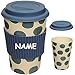 Produktbild alles-meine.de GmbH Coffee to Go Becher - Bambus - inkl. Name - Punkte - BLAU - BPA frei - mit Deckel - 400 ml - auslaufsicher - Silikon Griffring - verschließbar - Mehrweg Kaffe..