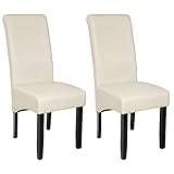 Sitzhöhe: ca. 51 cm TecTake 2er Set hochqualitativer Luxus Esszimmerstuhl 106 cm hoch Holz - diverse Farben - (Creme)