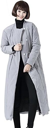 fashion lightweight women down jacket thickened long slim coats outwear warm button parkas . gray . xl