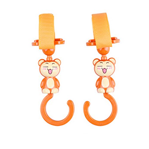 Cute Hot Sale Stroller Hooks Baby Stroller, 2 Pack, Orange (16*4.5CM)