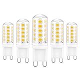 【5er Pack】 G9 LED Lampe warmweiß, Kein Flackern, 500LM, 3000K Warmweiß Beleuchtung, Ra>80, AC200-240V, 360 ° Beleuchtenwinkel.