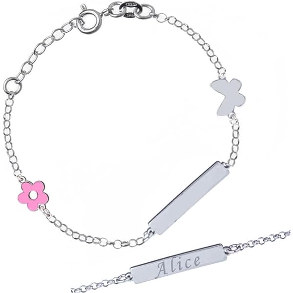 Bracciale Battesimo Bambini In Oro Giallo E Corallo Con Targhetta