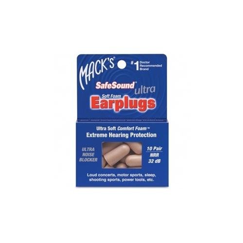 SAFESOUND HIGH PERFORMANCE ULTRA SOFT FOAM EARPLUGS. 32 Db Noise Blocking Action. 10 Prs