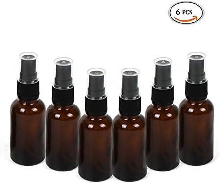 Sikenuo 6 Pack 1/2 oz Amber Glass Bottles with Black Fine Mist Spray Tops-15 mL Essential Oils Bottles Perfect for Essential Oils, Perfume Oils, or other Liquids