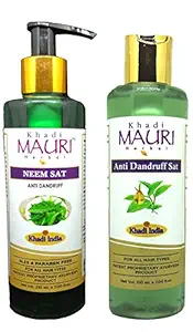 Khadi MAURI Neem Sat & Anti Dandruff Shampoo - Pack of 2 (420 ml), multicolor (KMNEMDNDRFSHX1(EACH))