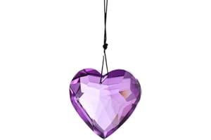 CCUUHJ Heart Crystal Sun Catcher, Glass Window Hanging Ornament,Crystal Prism Suncatcher Outdoor Indoor Home Garden Party Decoration，Friend Gifts for Women,Valentines Gifts for Her(Purple)