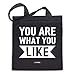 Produktbild LA FABA "You Are What You Like Serie, Jutebeutel, Baumwollbeutel, Jutebeutel Bedruckt, Jutebeutel Schwarz, Einkaufsbeutel, Stoffbeutel, Jutebeutel mit Spruch, Jutebeutel Lange Henkel, Like