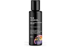 Tan Junkie Tropical Pineapple Tan Accelerator Cream (150ml) - Boosts Collagen & Elastin for Firmer, Younger Skin, Fast Tan, For All Skin Types, Indoor & Holiday Use