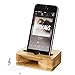 Produktbild Ständer natur Handy, iPhone Ständer Halter Bambus Holz Phone Dock Trompete Halterung mit Sound Verstärker natur steht Bambus Lautsprecher für iPhone X iPhone 8, iPhone 7, iPhone 6 Plus und Android Smartphones innerhalb 14 cm