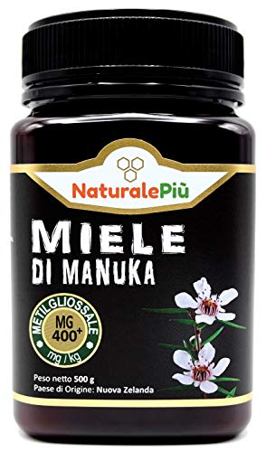 Miele di Manuka 400+ MGO 500 gr. Prodotto in Nuova Zelanda, Attivo e Grezzo, Puro e Naturale al 100%. Metilgliossale Testato.