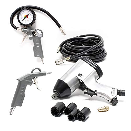 Preisvergleich Produktbild Druckluftset Reifenwechselsatz Radwechsel Reifenfüllmesser Schlagschrauber für Kompressoren 8-teilig
