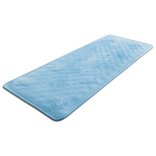 casa pura® Badewanneneinlage Frida | maritimes Muschel-Design | rutschfest |aus Naturkautschuk, PVC-frei | 34 x 74 cm | drei Farben (hellblau) - 2