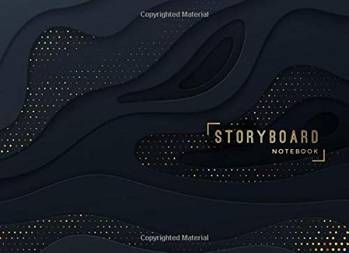 Storyboard Notebook: 8.25 x 6 in, 6 Panel 16:9, Black and Gold Theme