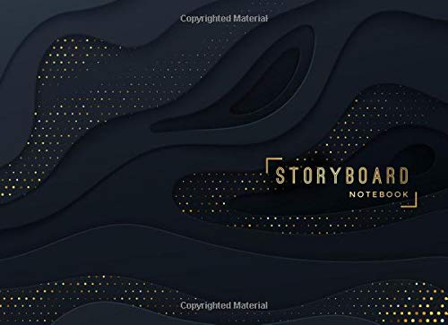 Storyboard Notebook: 8.25 x 6 in, 6 Panel 16:9, Black and Gold Theme