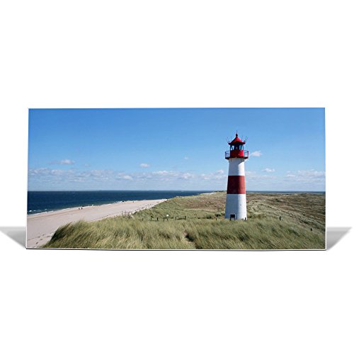 banjado - Pinnwand Magnettafel weiß 78cm x 37cm quer mit Motiv Leuchtturm