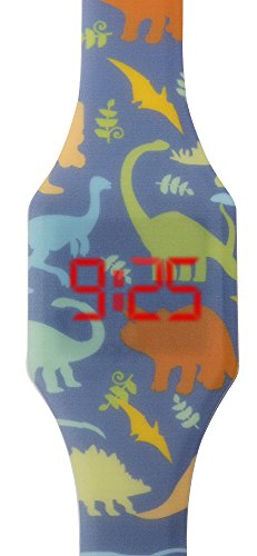 Digitale Uhr LED fr Junge, Kinder und Jugendliche, Armbanduhr, aus weichen Silikon, ein stilvolles Geschenk, mit Dinosauriers, Kiddus KI10207