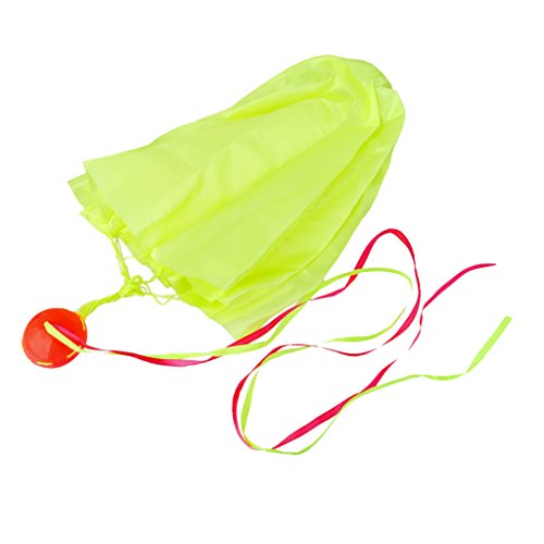 MagiDeal 65cm Tangle-Free Mini Parachute Sky Flying Kid Outdoor Toy Fluorescent Green
