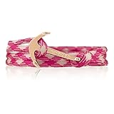 Cierre de gancho Vikings Oro de Line ancla pulsera de nylon en rosa/blanco con dorado ancla 6027