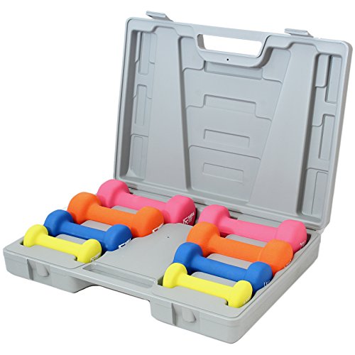 MiraFit 10 kg Kurzhantel-Gewichtsset mit Tragekoffer – Gelb/Blau/Orange/Rosa - 2