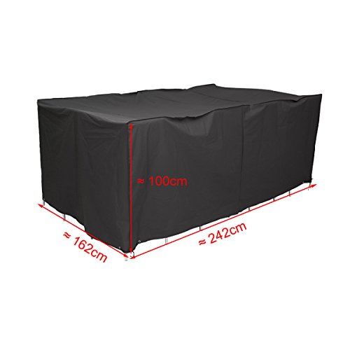 GARTENMÖBEL ABDECKUNG SCHUTZHÜLLE ABDECKPLANE Plane Abdeckung GARNITUR SITZGRUPPE Gartentisch Wetterschutz Abdeckung Haube 242 x 162 x 100cm