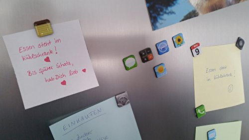 Haft-Magnete im App Design Kühlschrank-Magnete iPhone, iPad Apps Super-Magnete für den Edelstahl Kühlschrank, Magnettafel, Magnetwand 18-teilige Deko-Magnete 2x2x0,2 cm kleine bunte Neodym Magnete - 6