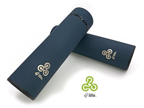 4life. Thermosflasche 450 ml | kompakte Thermoskanne aus Edelstahl | doppelwandige Isolierkanne | Isolierflasche für Getränke, Tee und Kaffe sowie für Babynahrung. BPA – BPS Frei. Inklusive Teesieb | PREMIUM Qualität | matt blau - 4
