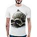 Produktbild T Shirt Herren, HUIHUI Coole O-Ausschnitt Kurzarm Sweatshirt Slim Fit Basic UV Polo-Shirt Mode Sport Oberteile Oversize Bench Tops 3D Schädel Drucken Sommer Freizeit Hemd Poloshirt (XXL, Grau)