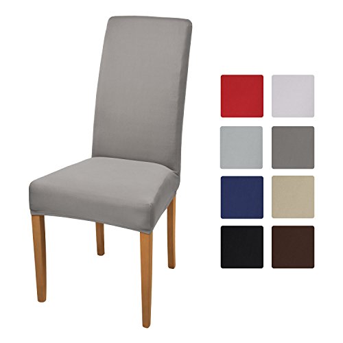 Beautissu® Stuhlhusse Mia - 45x45 cm Stretch-Stuhlbezug - elegante, moderne Bi-Elastic Husse - ÖKO-TEX - anthrazit