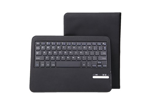 MoKo Abnehmbare Wireless Bluetooth Tastatur Drahtlose QWERTY Keyboard mit PU Leder Tasche Schutzhülle Ledertasche Lederhülle Hülle Case für Samsung Galaxy Tab 4 10.1/Nook 10.1 2014 Tablet, SCHWARZ - 2