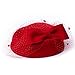 Produktbild UEETEK Cocktail Party Hochzeit Wollfilz Fascinator Pillbox Hut mit Schleier und Bogen für Frau (rot)