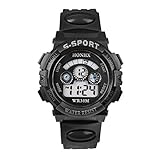 Delicacydex Elektronische Luminous Sport Watch Alarm Wasserdichte Armbanduhr für Studenten Kinder Sportuhr wasserdicht Casual Armbanduhr - schwarz
