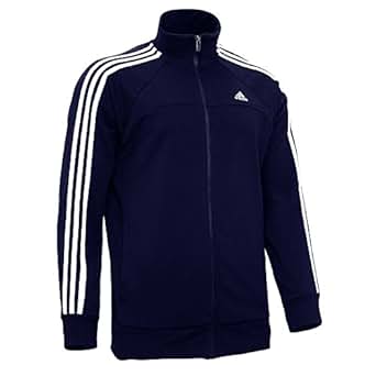 Mens Adidas Tracksuit Top Jacket Clima 3 Stripe Navy Blue Full Zip Up Funnel Neck Jumper: Amazon 