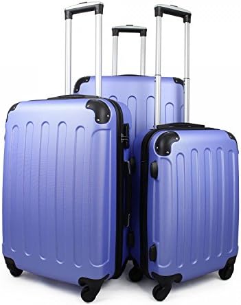 Leogreen - Set of Suitcases, Tralleys Bags, Protected corners, 20 24 28 inch, Sky blue, ABS, Material: ABS plastic, Weight: 3 kg (small) 3.5 kg (medium) 4.5 kg (large)