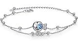 Abiguell Damen Fußkettchen 925 Sterling Silber Kugel Fußkette, Sommer Strand Fuß