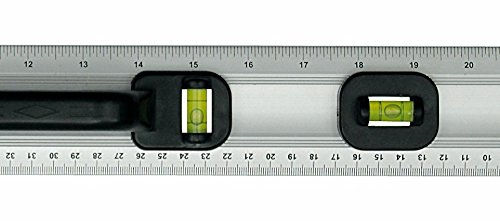 Schneidelineal Aluminium Lineal mit Wasserwaage 2 Libellen Griff 60 cm - 2