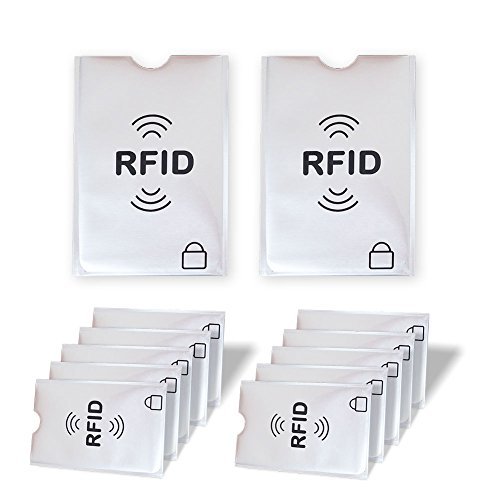 SMING Mangas de Bloqueo de RFID (10 Porta Tarjetas de credito y 2 Protectores de Pasaporte) Estuche de Viaje para Hombre y Mujer con la Mas Alta Proteccion de Robo de Identidad