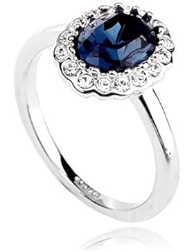 Ring 18kt Weißgold mit Swarovski-Saphir-Kristall