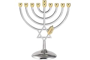 BRTAGG Hanukkah Menorah - Portacandele placcato argento a 9 rami, colore: Argento