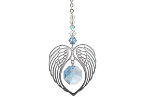 Wild Things Angel Wing Heart - Aquamarine March Birthstone Colour Suncatcher Keepsake - Embellished with Crystals from Swarovski®