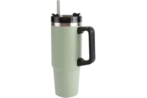 H HOME UNIVERSAL Home Universal® 890ML - Taza de Viaje con Tapa y Pajita para Coche | Taza Térmica de Café con Aislamiento de Doble Pared | Acero Inoxidable (Verde Oliva)