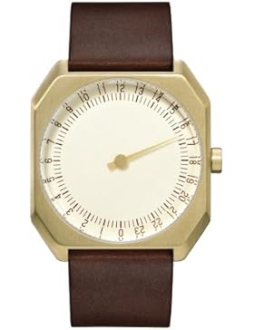 slow Jo 18 – Dunkelbraun Vintage Leder gold Fall Gold Zifferblatt Unisex Quarzuhr mit Gold Zifferblatt Analog-Anzeige...