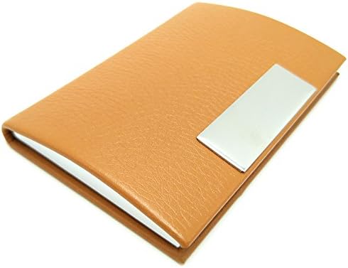 Business Card Holder Card Case Leather RFID - 20 Business Cards or 10 Credit Cards (Brown#2)