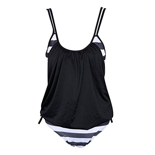 Gigileer Damen Bikini Set zweiteilig Schwimmanzug Tankini Bademode Oberteile + Höschen Streifen - 3