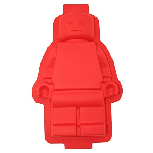 ShineVGift 1 Large Lego Robot Silicone Cake Mould for Lego Lovers Red Colour