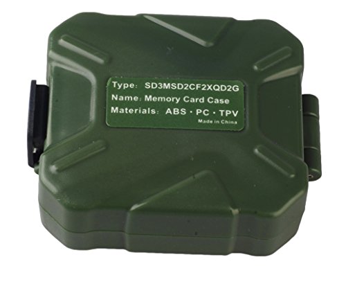 flashwoife Turtle-SD3MSD2CF2XQD2G – Survival Edition – spritzwassergeschütze Speicherkarten Schutzbox für 3 Stück SDHC und 2 Stück MicroSD und 2 CF and 2 XQD Cards Case in Olivegrün mit grauem Inlay - 7