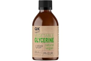 QKNATUR GLYCÉRINE VÉGÉTALE LIQUIDE - Hydratante et adoucissante pour les cheveux et la peau - Base Cosmétique pour Savons, Shampoings, Crèmes, Artisanat Maison (250 ml)