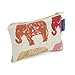 Blue Badge Company Padded Cotton Zip Up Cosmetic Purse with Waterproof Lining, Small Indian Elephant Print