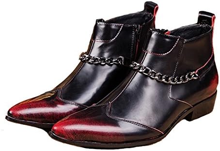 Cover Plus Fashion Comfort Red Leather Pointed Toe Zipper Dress Ankle Boots Mens Shoes (10.5 UK/45 EU/11 D(M) US)
